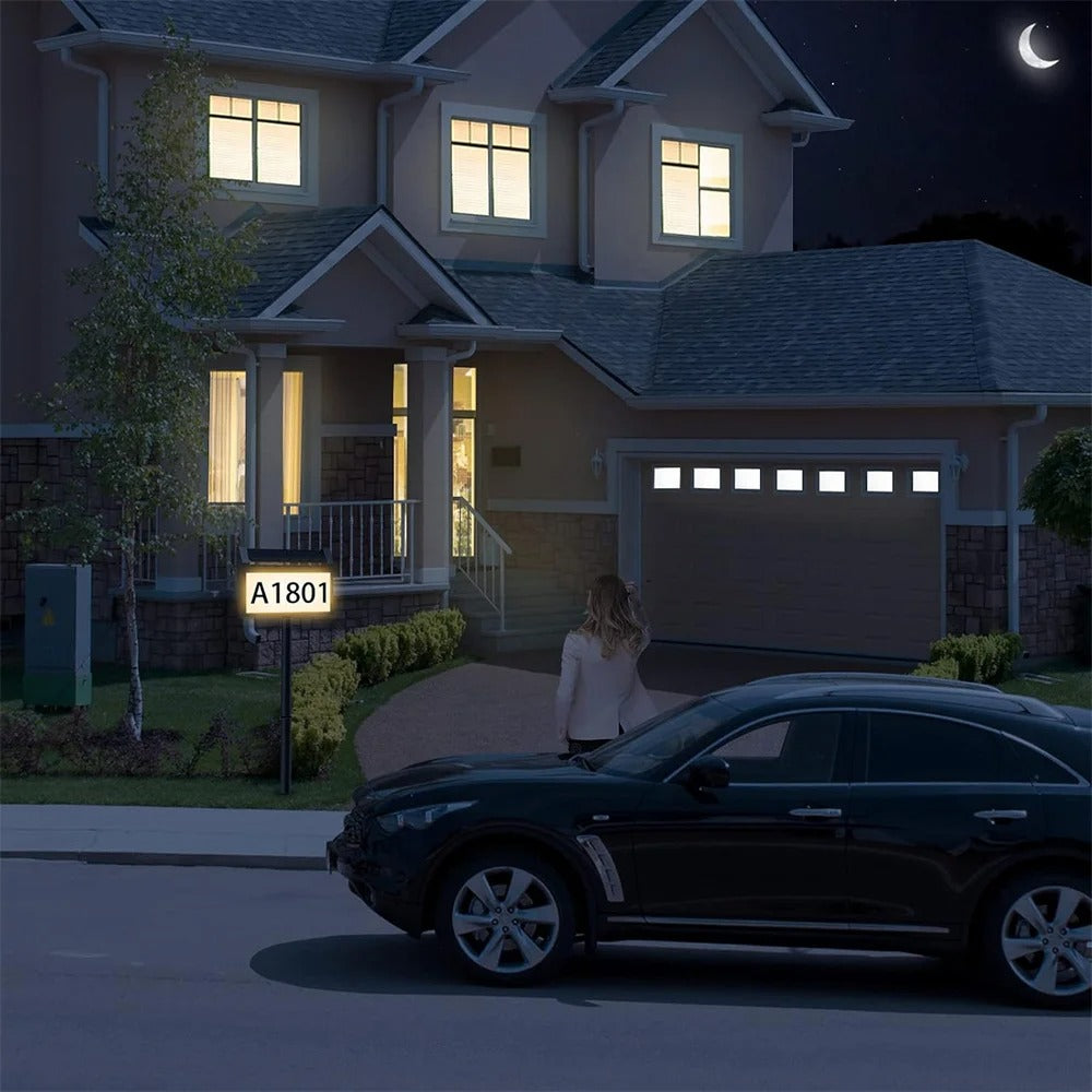 Customizable Solar House Number Sign - Waterproof LED Illuminated for Outdoor Home, Yard, Street
