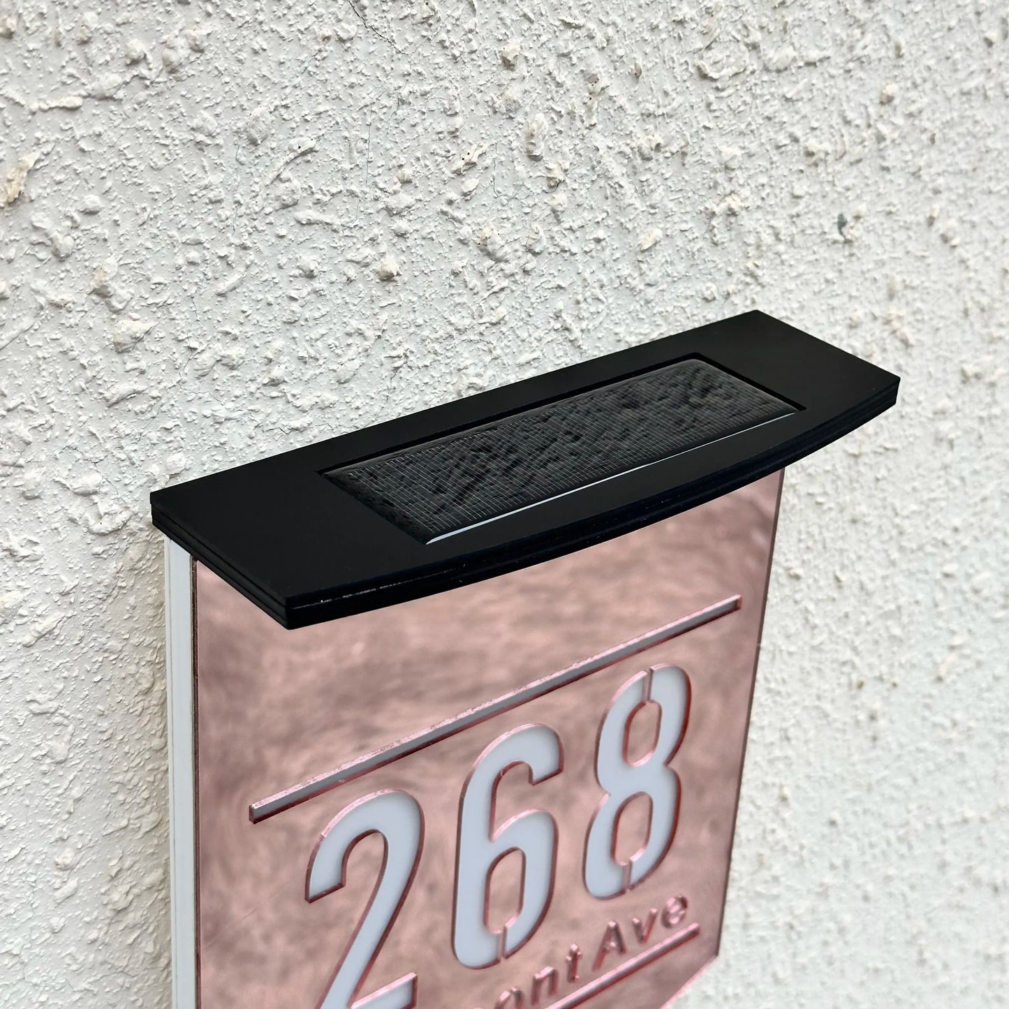 Customized Solar House Number & Street Name Plate - Illuminated Outdoor LED Door Sign