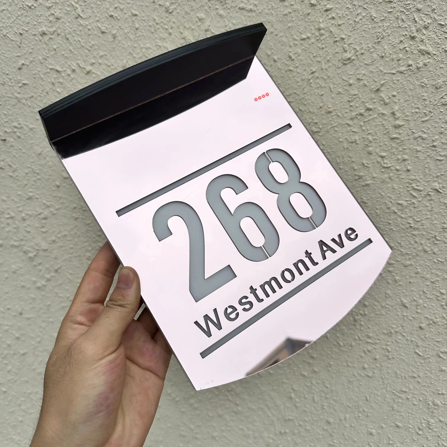Customized Solar House Number & Street Name Plate - Illuminated Outdoor LED Door Sign