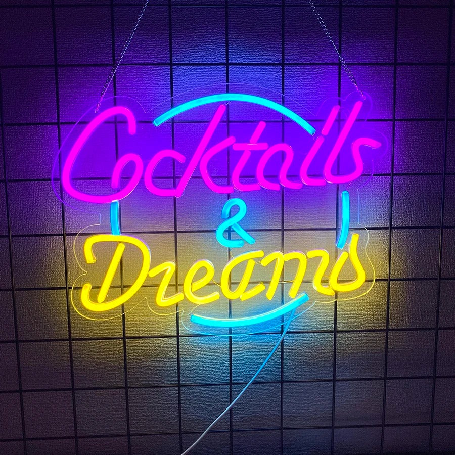 Neon Aura - Cocktails & Dreams LED Sign for Aesthetic Wall Decor
