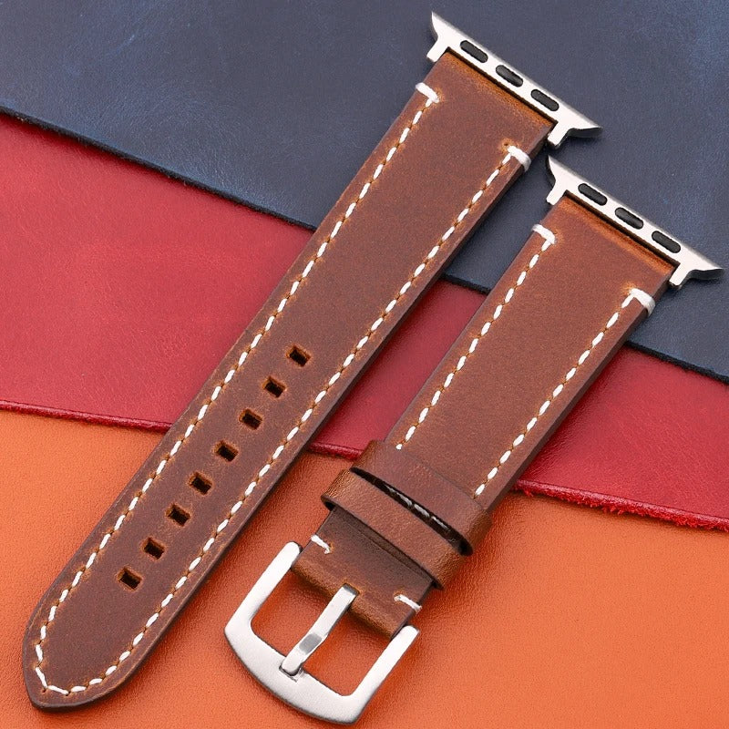 LuxeCraft - Genuine Leather Watch Strap for Apple Watch Series SE & 4–7
