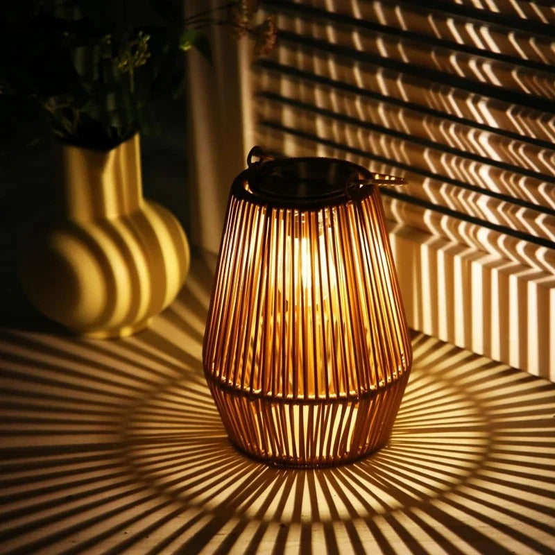 Decorative Outdoor Solar Lamps Portable | Woven Lantern Style LED Light for Table & Hanging
