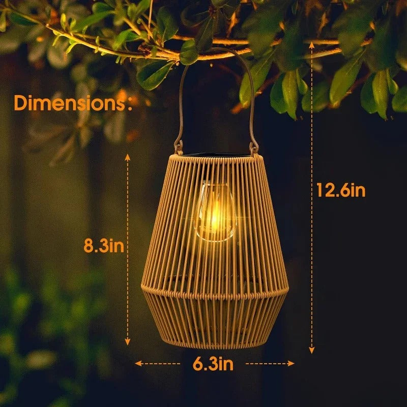 Decorative Outdoor Solar Lamps Portable | Woven Lantern Style LED Light for Table & Hanging