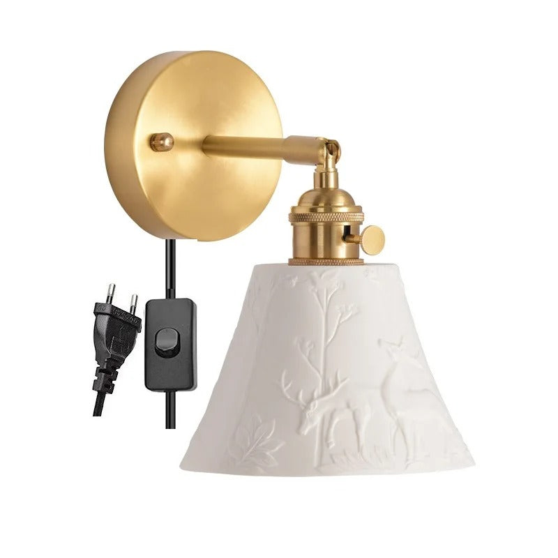 ModernLume Ceramic LED Wall Lamp with Pull Chain