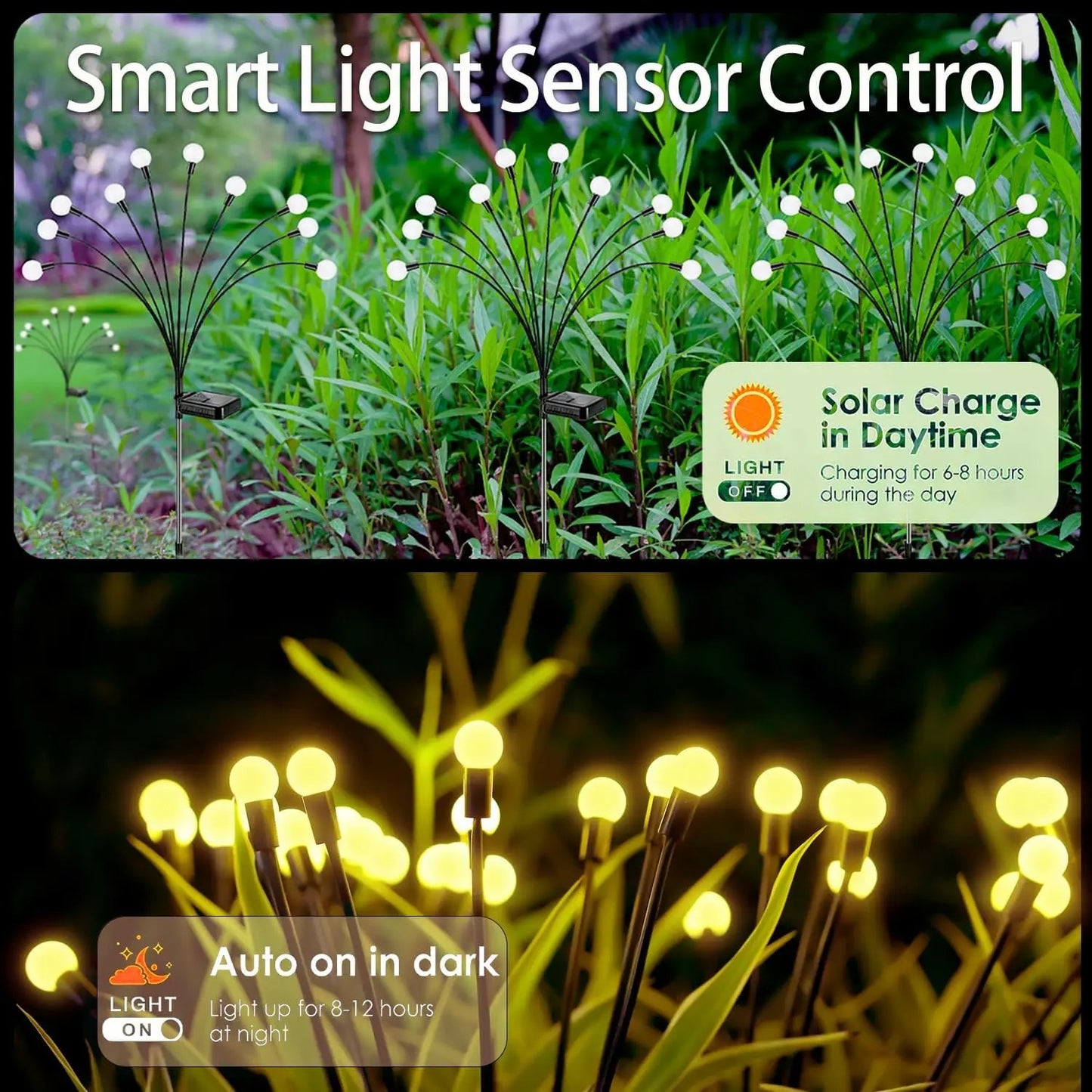 EcoGlow - 10 LEDs Solar Swaying Lights Outdoor Waterproof Garden Decor