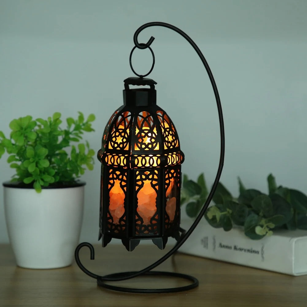 Elegant Aura - Natural Crystal Salt Lamp with Vintage Iron Frame