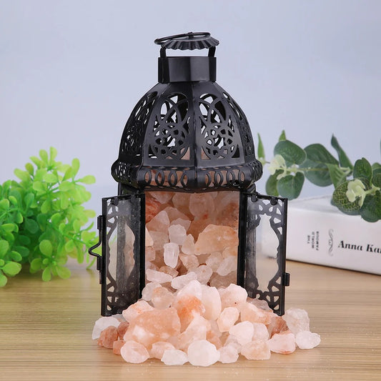 Elegant Aura - Natural Crystal Salt Lamp with Vintage Iron Frame