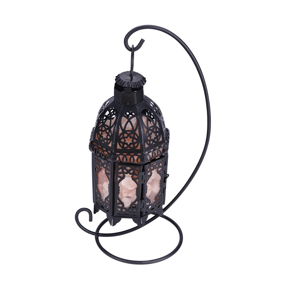 Elegant Aura - Natural Crystal Salt Lamp with Vintage Iron Frame