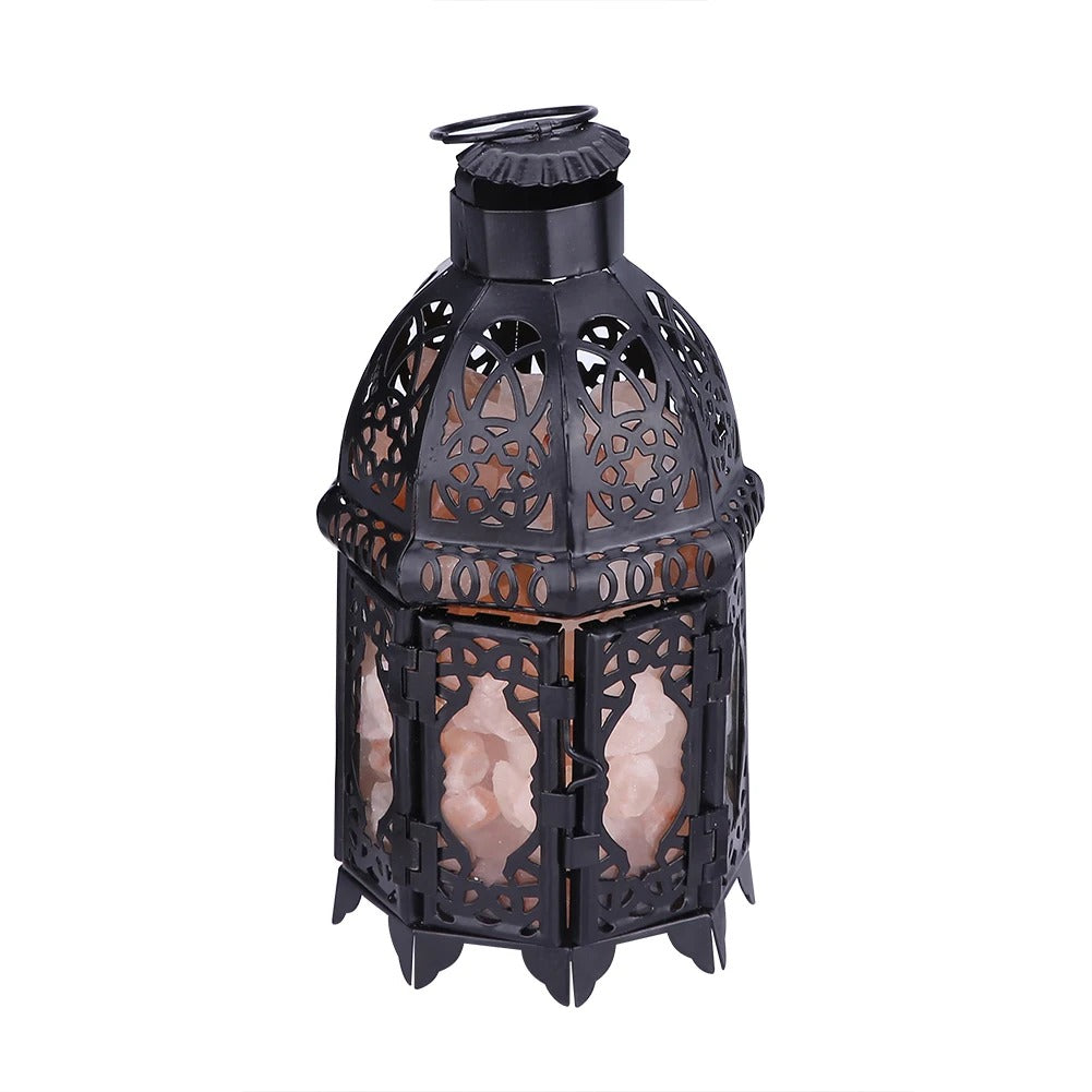 Elegant Aura - Natural Crystal Salt Lamp with Vintage Iron Frame