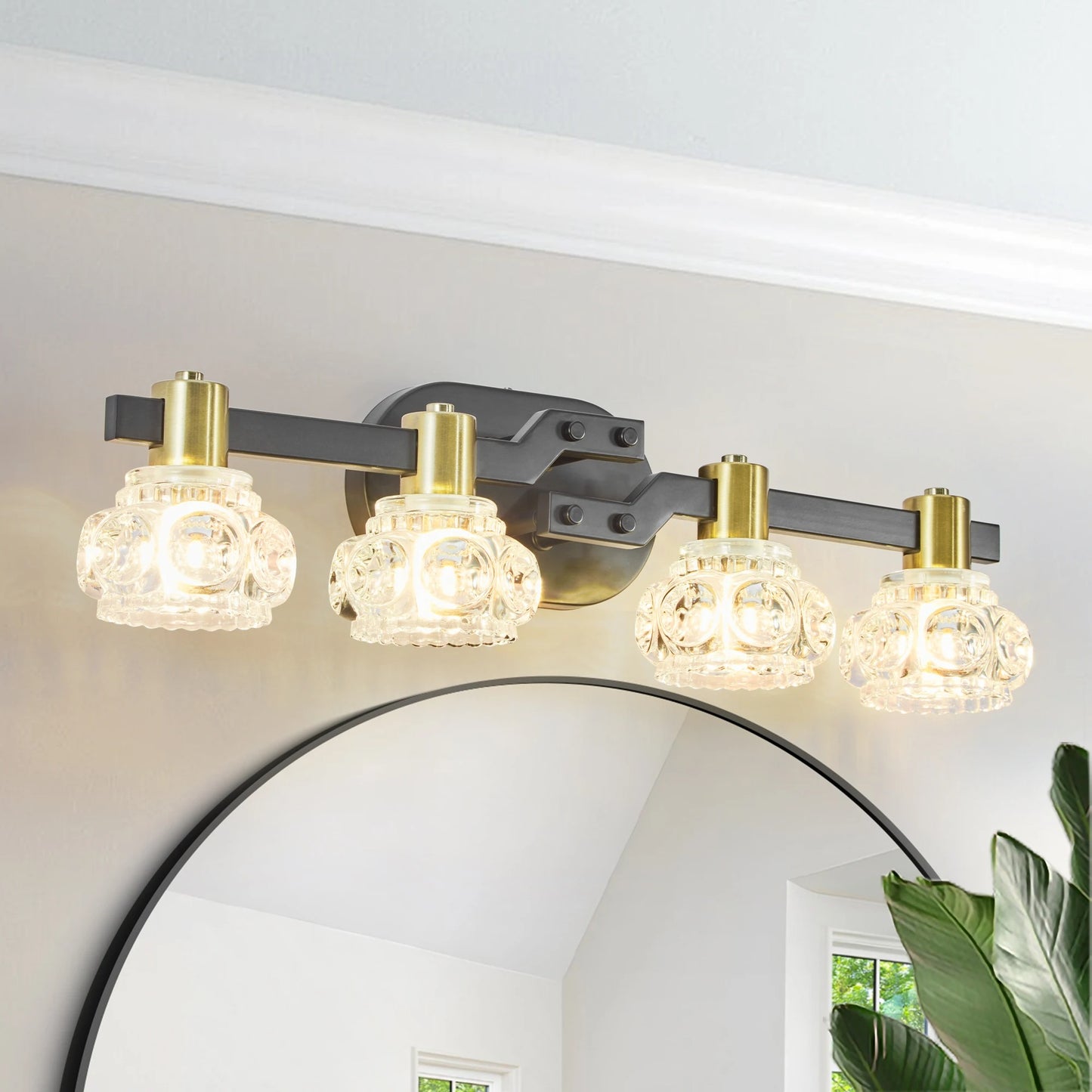 Eleganza - Vintage 4-Light Crystal Wall Sconce with Black Iron Finish