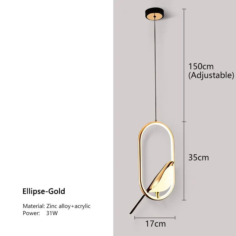 WhimsyNest Magpie Bird LED Pendant Light for Bedroom
