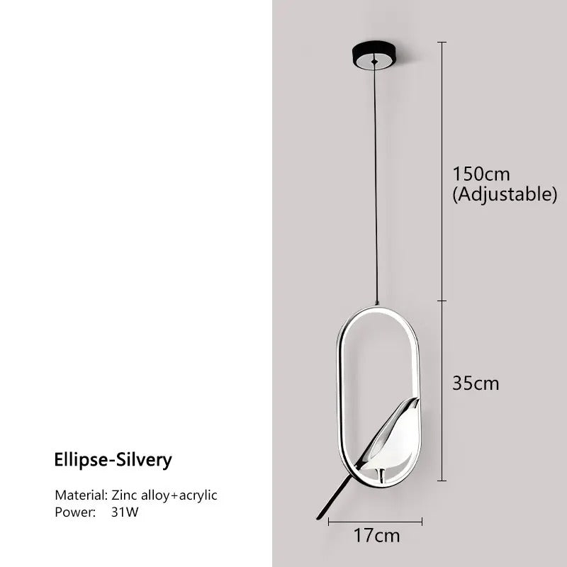 WhimsyNest Magpie Bird LED Pendant Light for Bedroom