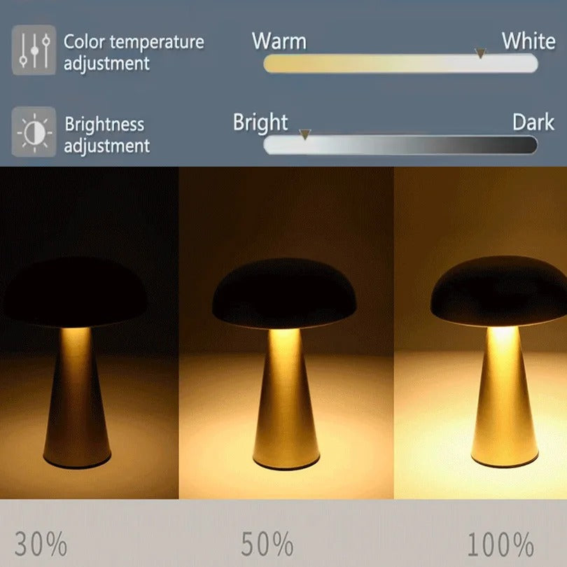 Enlite - Retro Mushroom LED Table Lamp with Touch Sensor & Rechargeable Battery