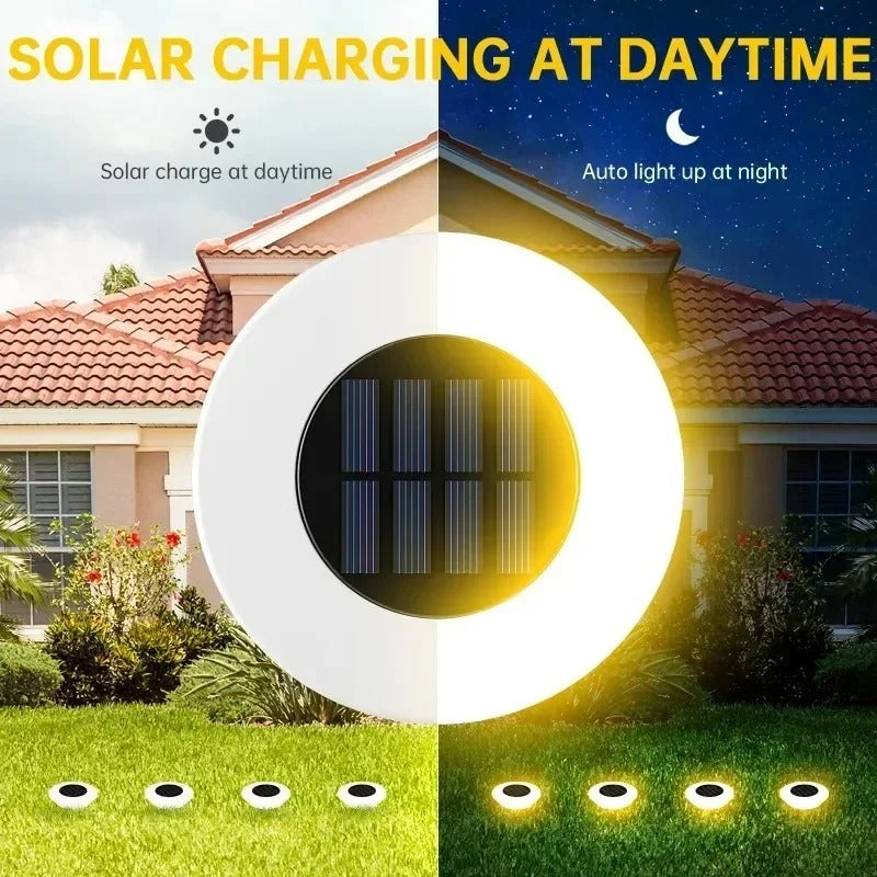 EverGlow - 14 LEDs Solar In-Ground Lights Outdoor Waterproof