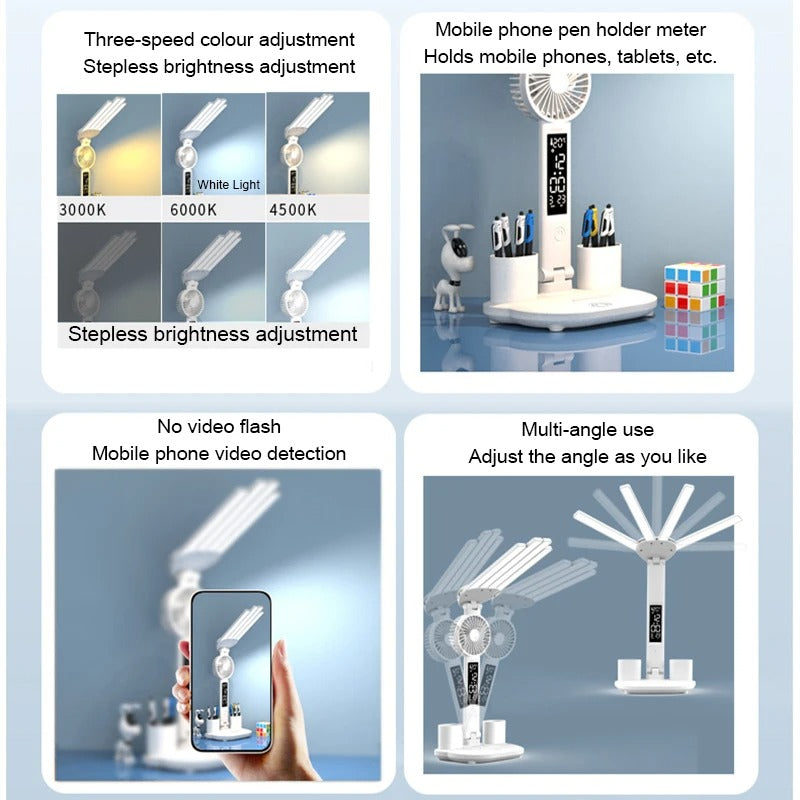 EvoLite - Rechargeable LED Desk Lamp with Fan Display