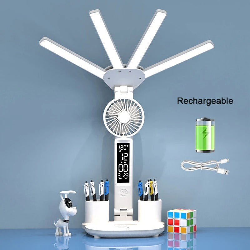 EvoLite - Rechargeable LED Desk Lamp with Fan Display