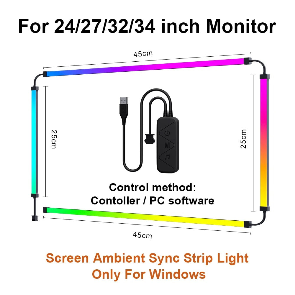 GlowSync Smart RGB Monitor Backlight Strip - Immersive Gaming & TV Experience
