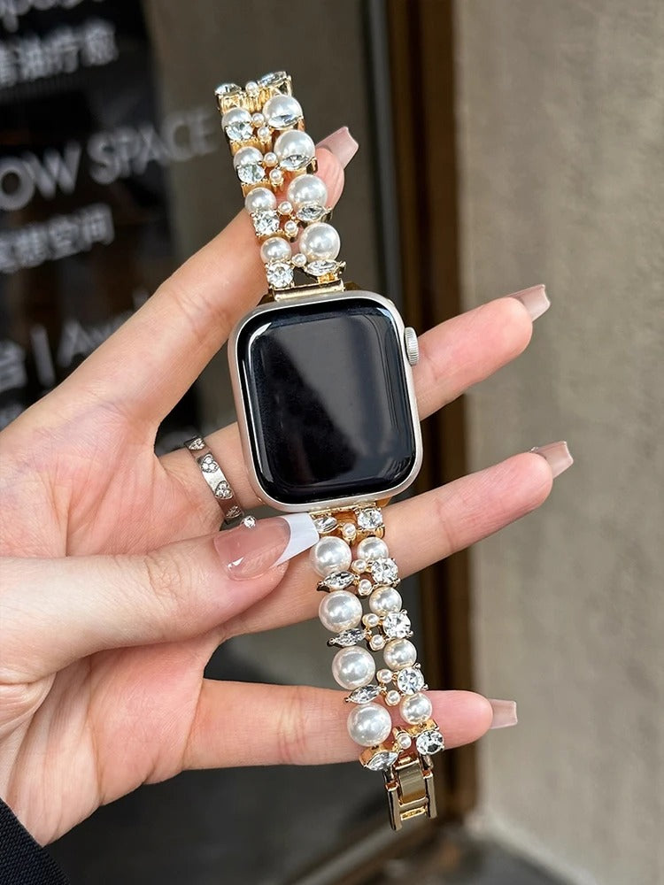 OpulentEra - Luxury Diamond Pearl Band for Apple Watch Ultra & Series 4–11