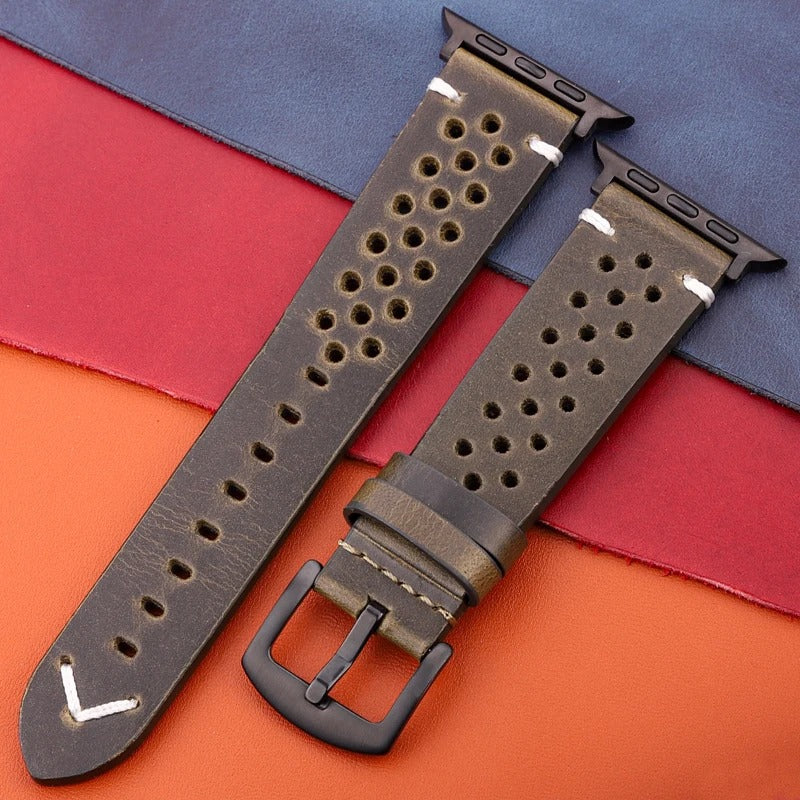 LuxeCraft - Genuine Leather Watch Strap for Apple Watch Series SE & 4–7