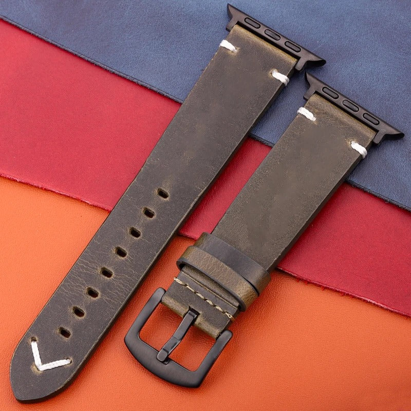 LuxeCraft - Genuine Leather Watch Strap for Apple Watch Series SE & 4–7