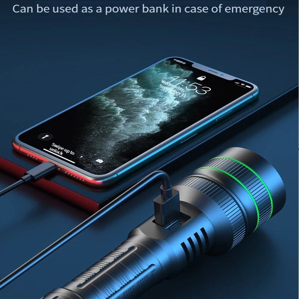 GripBeam - Rechargeable Tactical LED Flashlight with Zoom Function