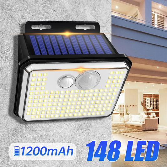 HomeLux - Bright 148 LED Solar Security Lights Outdoor Waterproof