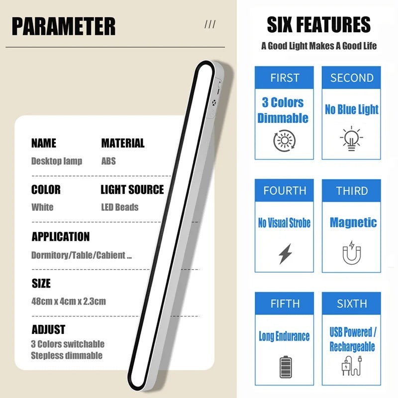 Illuminate - 48cm Magnetic LED Desk Lamp | Dimmable & USB Rechargeable