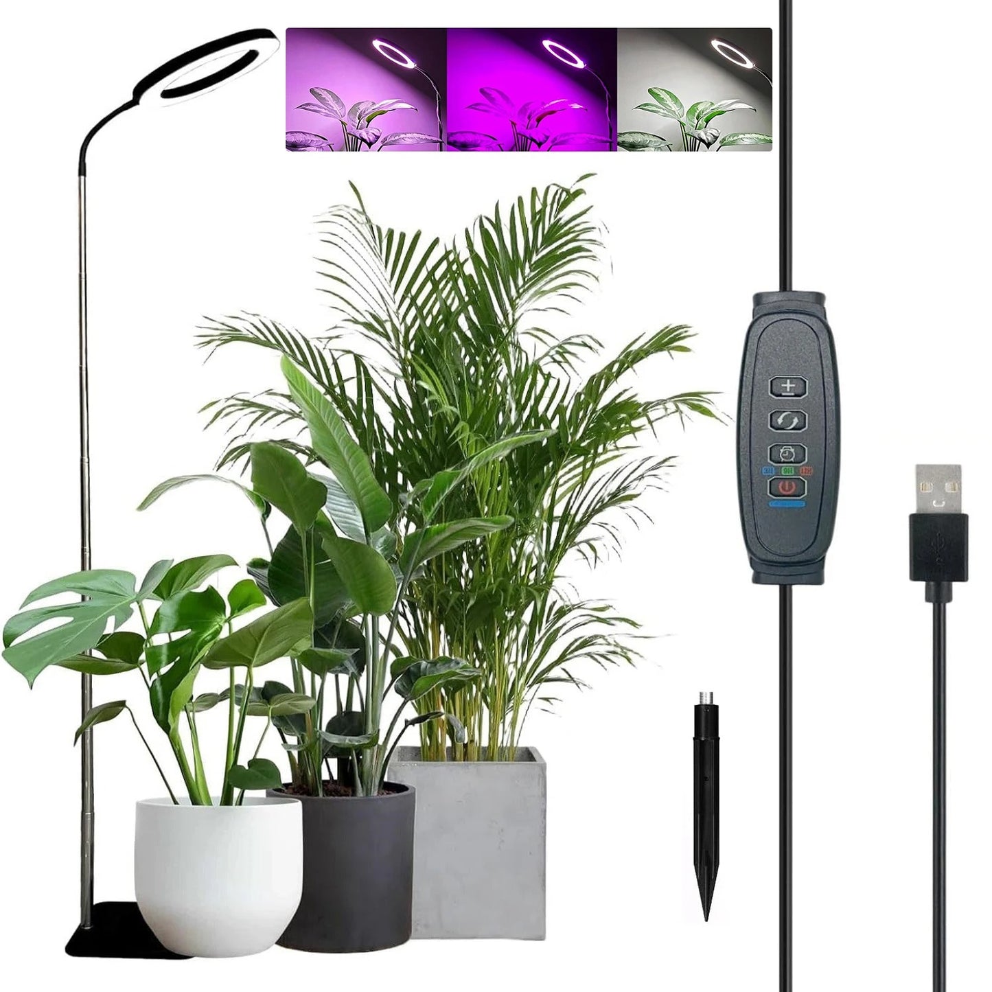 LED Grow Lights for Indoor Large Plants With Stable Base - Full Spectrum, 72 LEDs & Height Adjustable (9.84 to 61.02 inche)