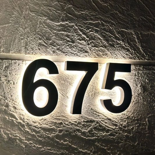 LED House Number & Letter for Outside - Stainless Steel, Floating Home Address Number with Durable, Waterproof