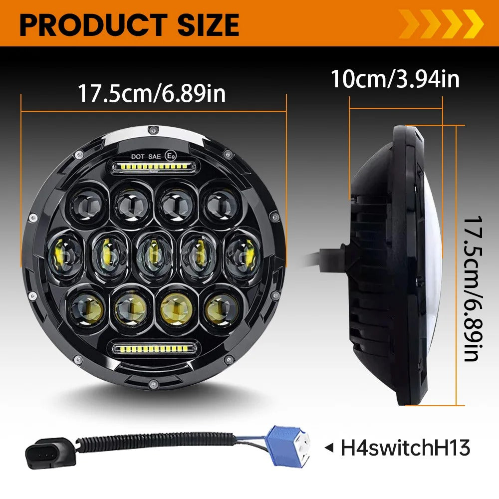 LightingLux - 7-Inch Round LED Headlights Pair for Jeep Wrangler