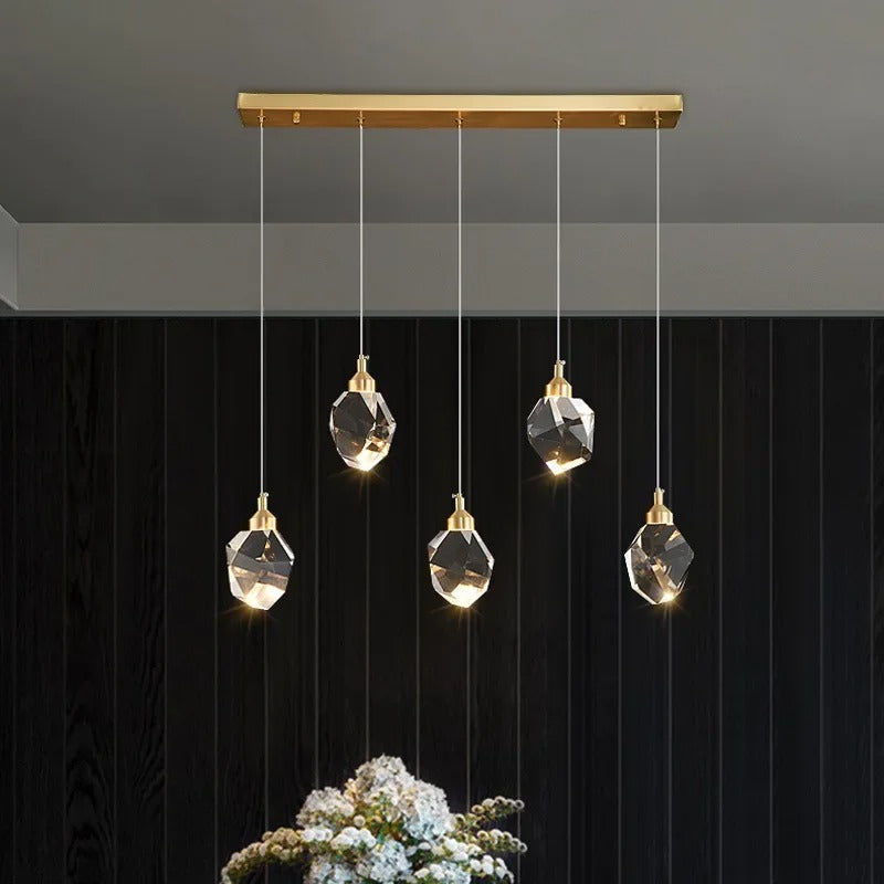 LumiDecor Nordic LED Crystal Ball Chandelier - 1/3/5 Head Gold Pendant Light