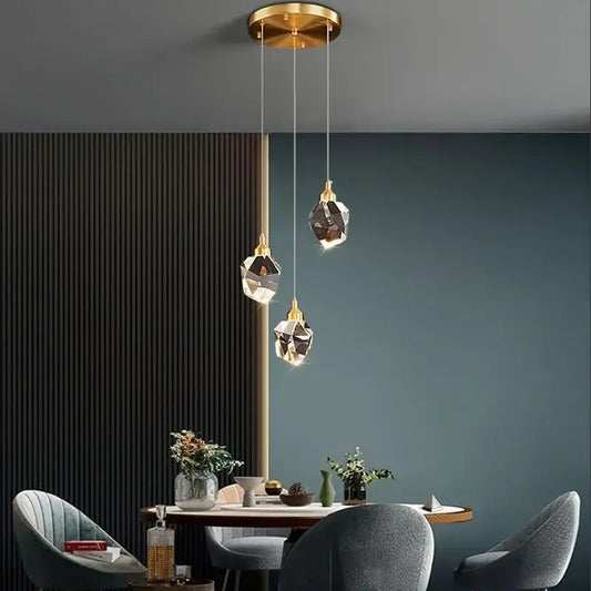 LumiDecor Nordic LED Crystal Ball Chandelier - 1/3/5 Head Gold Pendant Light