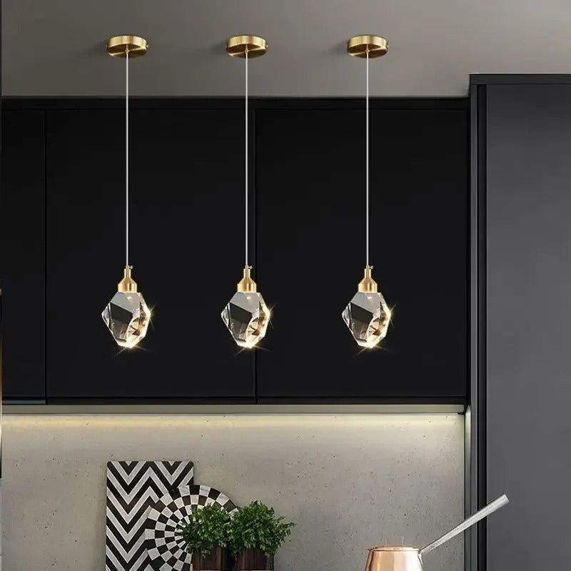 LumiDecor Nordic LED Crystal Ball Chandelier - 1/3/5 Head Gold Pendant Light