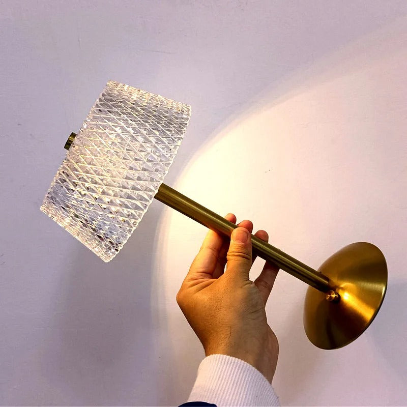 LumiGlow Retro Crystal Table Lamp - Rechargeable & Dimmable