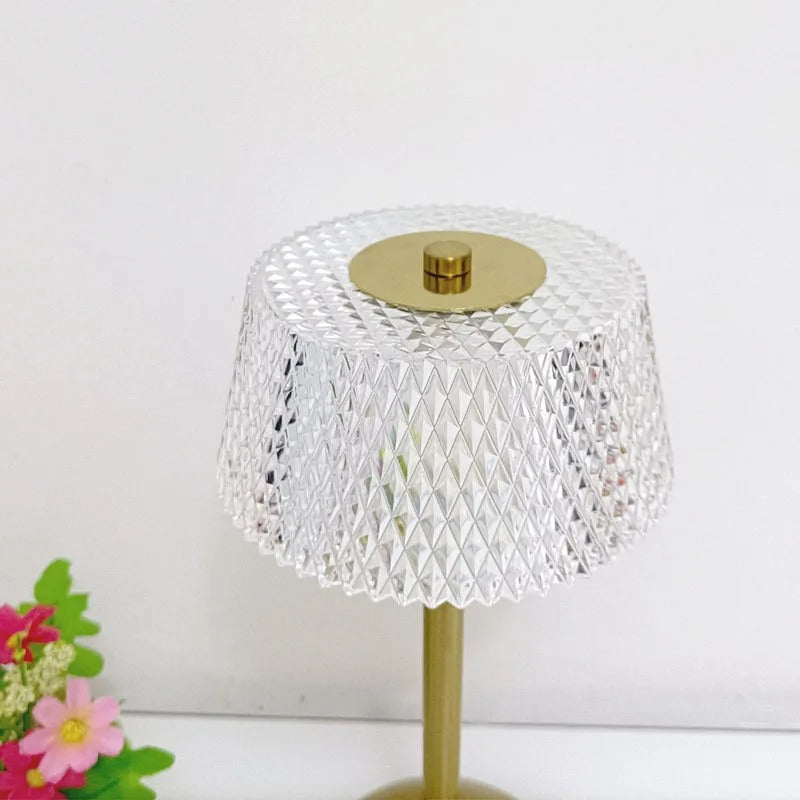 LumiGlow Retro Crystal Table Lamp - Rechargeable & Dimmable