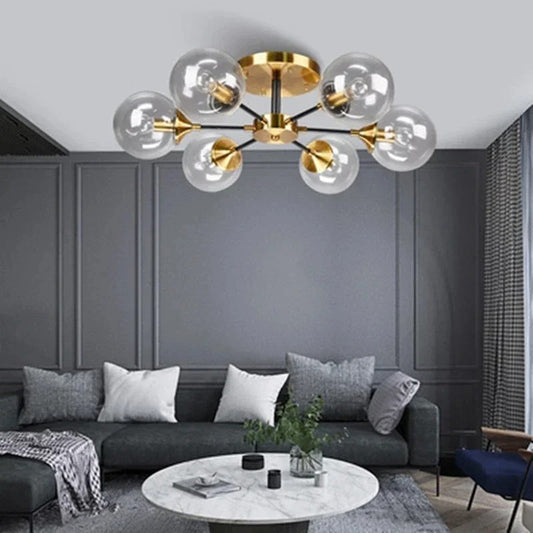 LumiStyle - Modern LED Glass Ball Pendant Light Gold Retro Ceiling Fixture