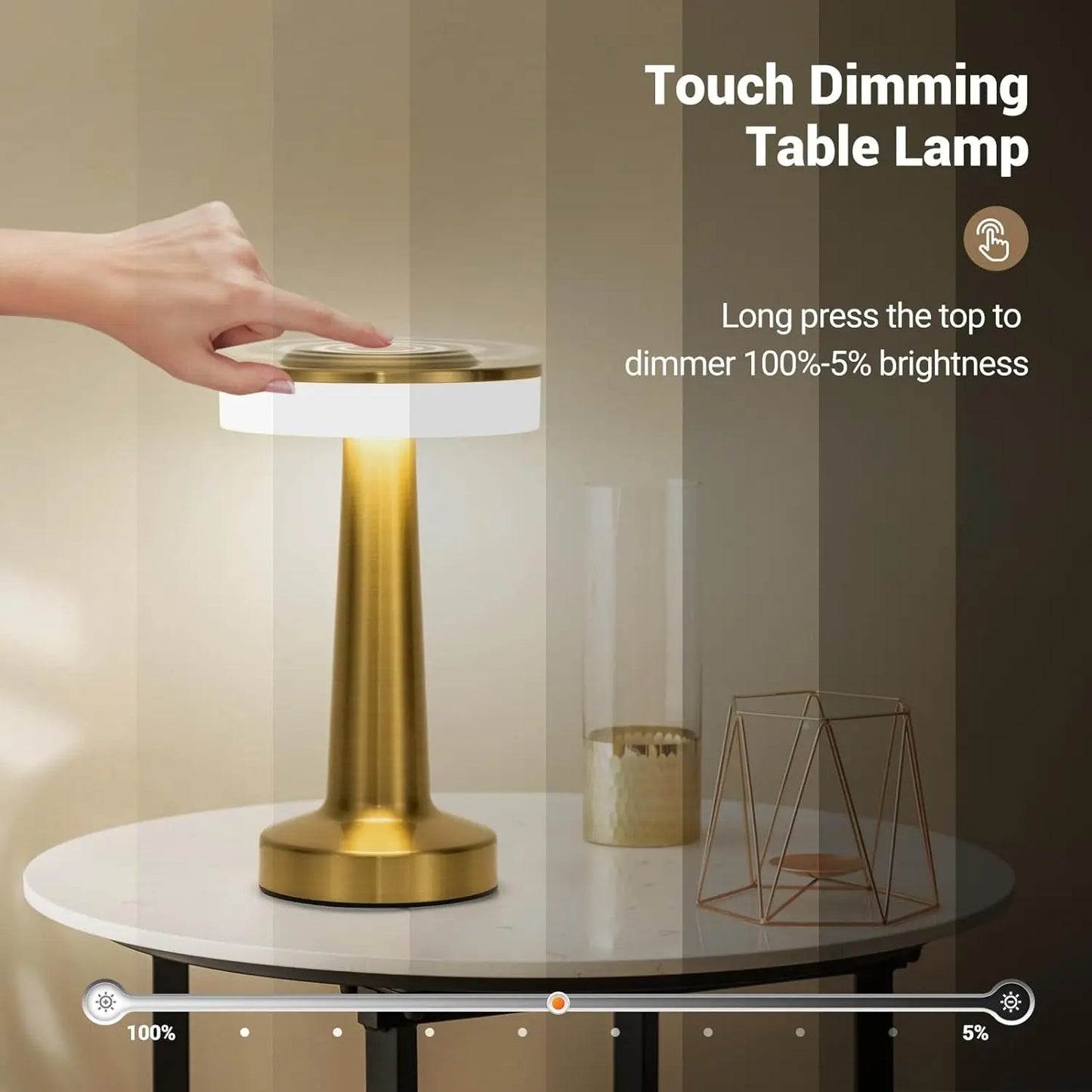Luminova - Wireless LED Table Lamp with Touch Sensor, Dimmable & Rechargeable