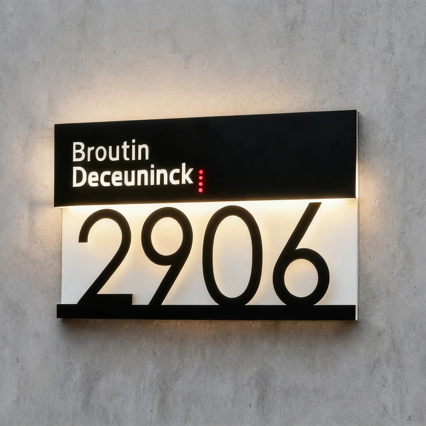 LuxView Solar LED House Number Sign - Automatic Illuminated Address Plaque