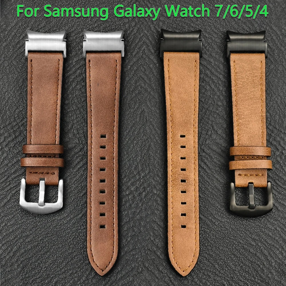 Luxband - No-Gap Leather Strap for Samsung Galaxy Watch 4–7 & 5 Pro