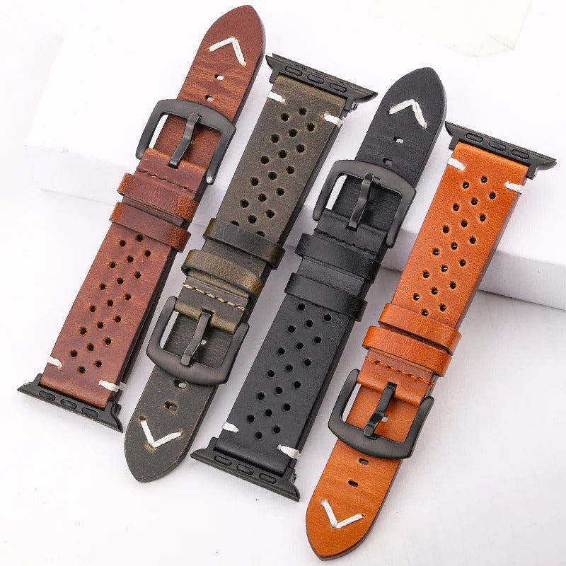 LuxeCraft - Genuine Leather Watch Strap for Apple Watch Series SE & 4–7