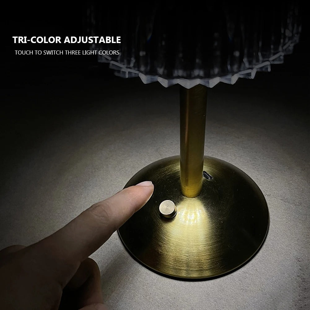 Luxurious Crystal Table Light, Rechargeable, Touch Dimmable 3 Color LED Lamp for Home Decoration