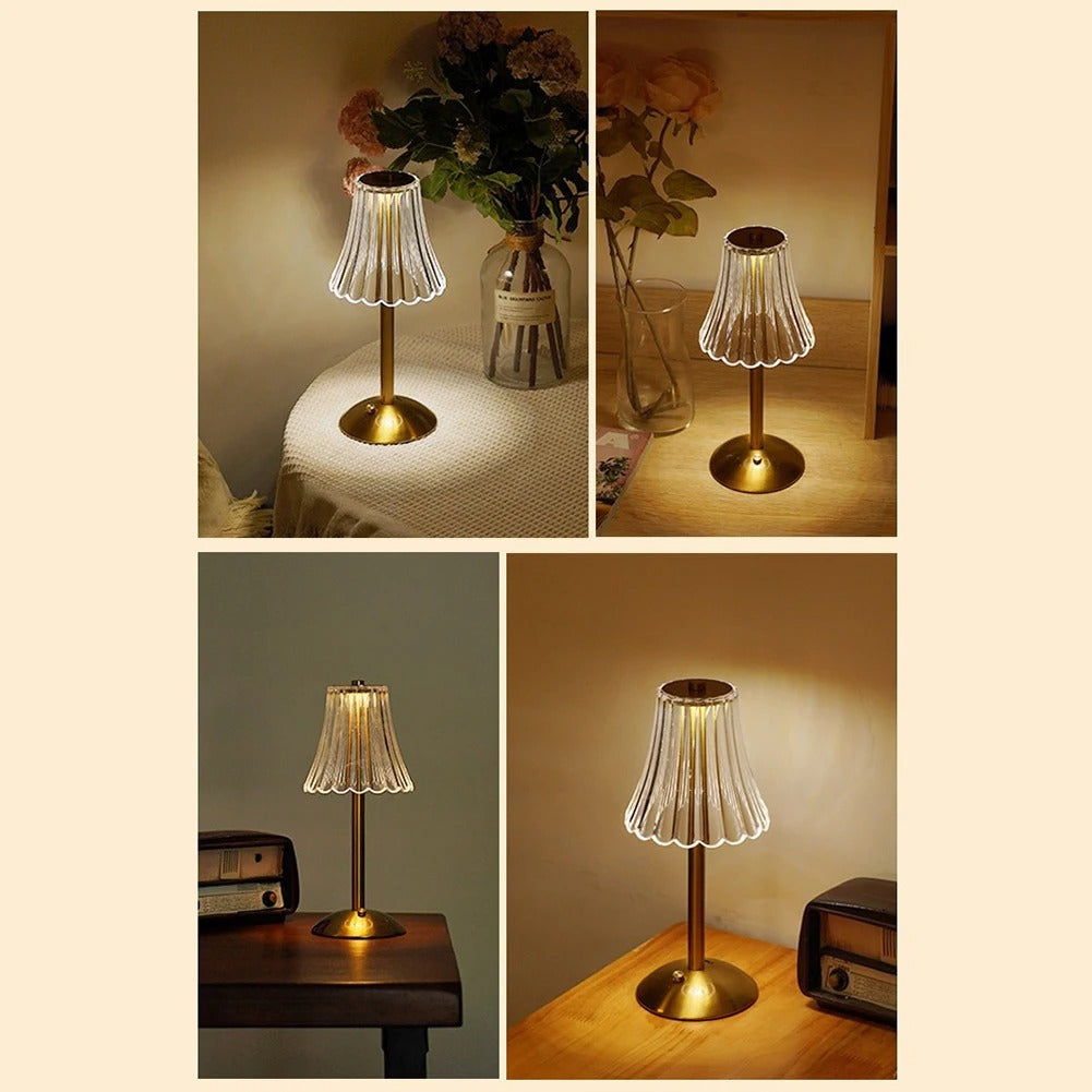 Luxurious Crystal Table Light, Rechargeable, Touch Dimmable 3 Color LED Lamp for Home Decoration