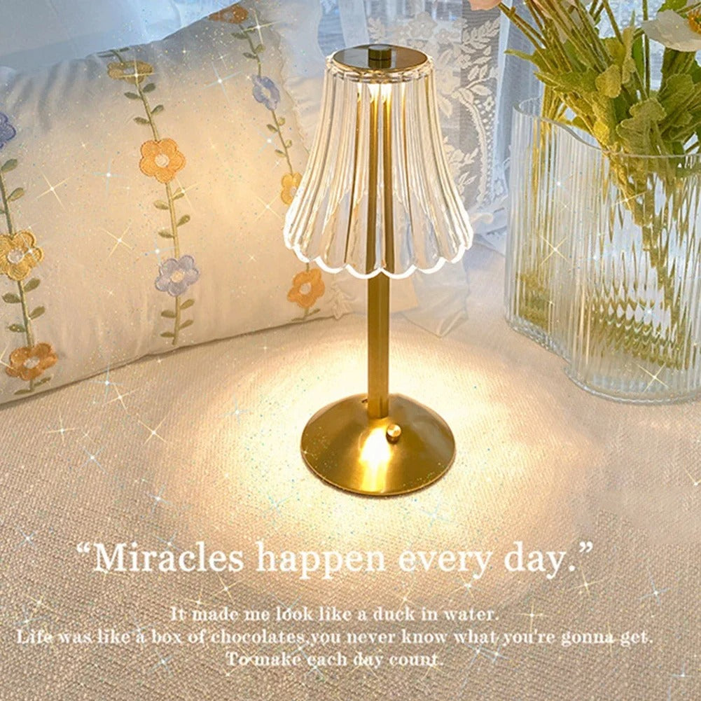 Luxurious Crystal Table Light, Rechargeable, Touch Dimmable 3 Color LED Lamp for Home Decoration