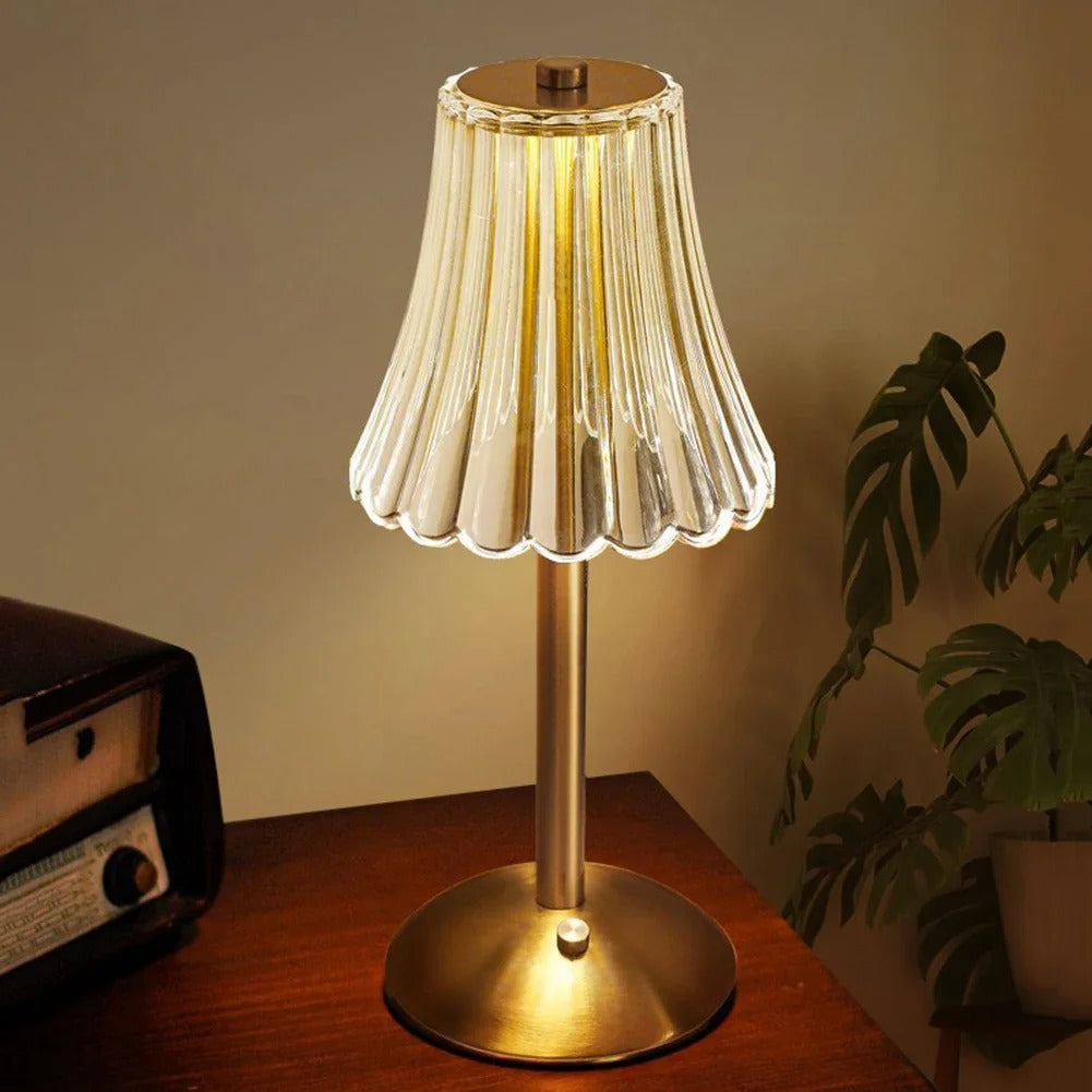 Luxurious Crystal Table Light, Rechargeable, Touch Dimmable 3 Color LED Lamp for Home Decoration