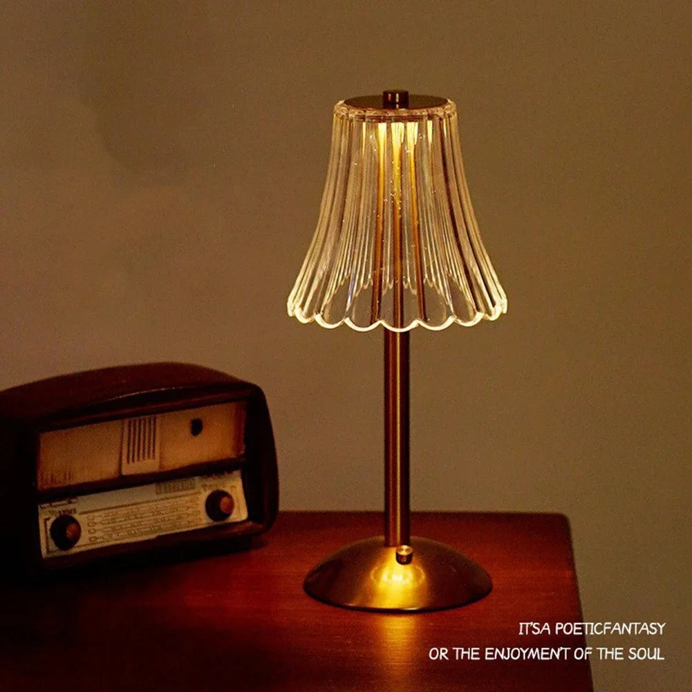 Luxurious Crystal Table Light, Rechargeable, Touch Dimmable 3 Color LED Lamp for Home Decoration