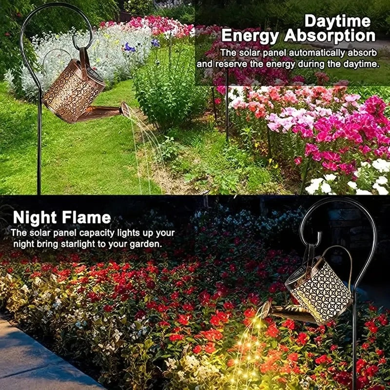 Metal Solar Watering Can Lanterns with Hooks | Waterproof LED Lights Outdoor Garden Decorative Lamps