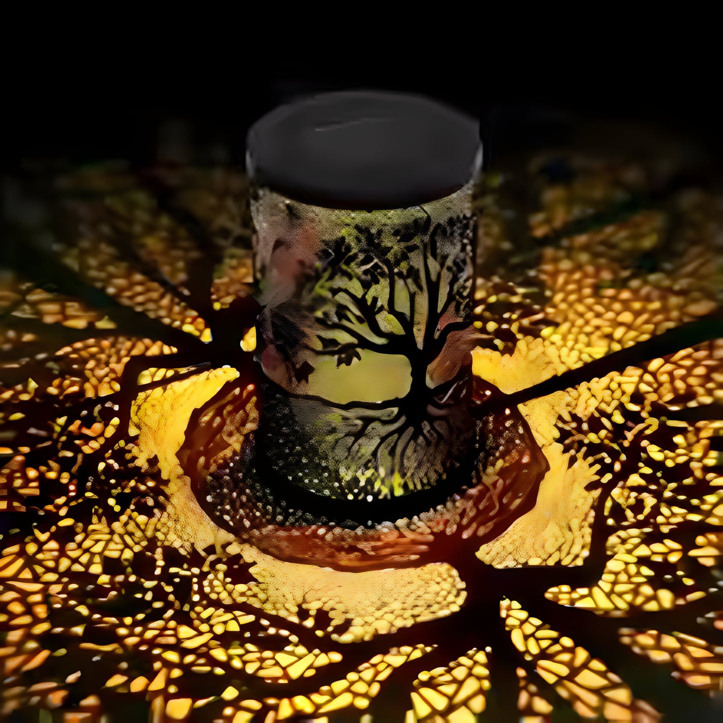 Metal Hanging Solar Lantern Outdoor Decor | Tree of Life Shadow Light | Waterproof LED Garden Patio Lamp