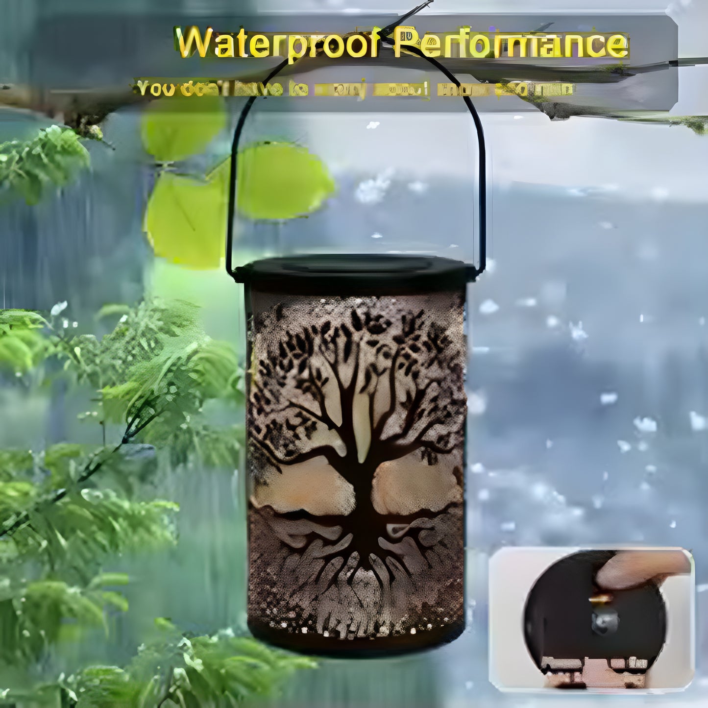 Metal Hanging Solar Lantern Outdoor Decor | Tree of Life Shadow Light | Waterproof LED Garden Patio Lamp