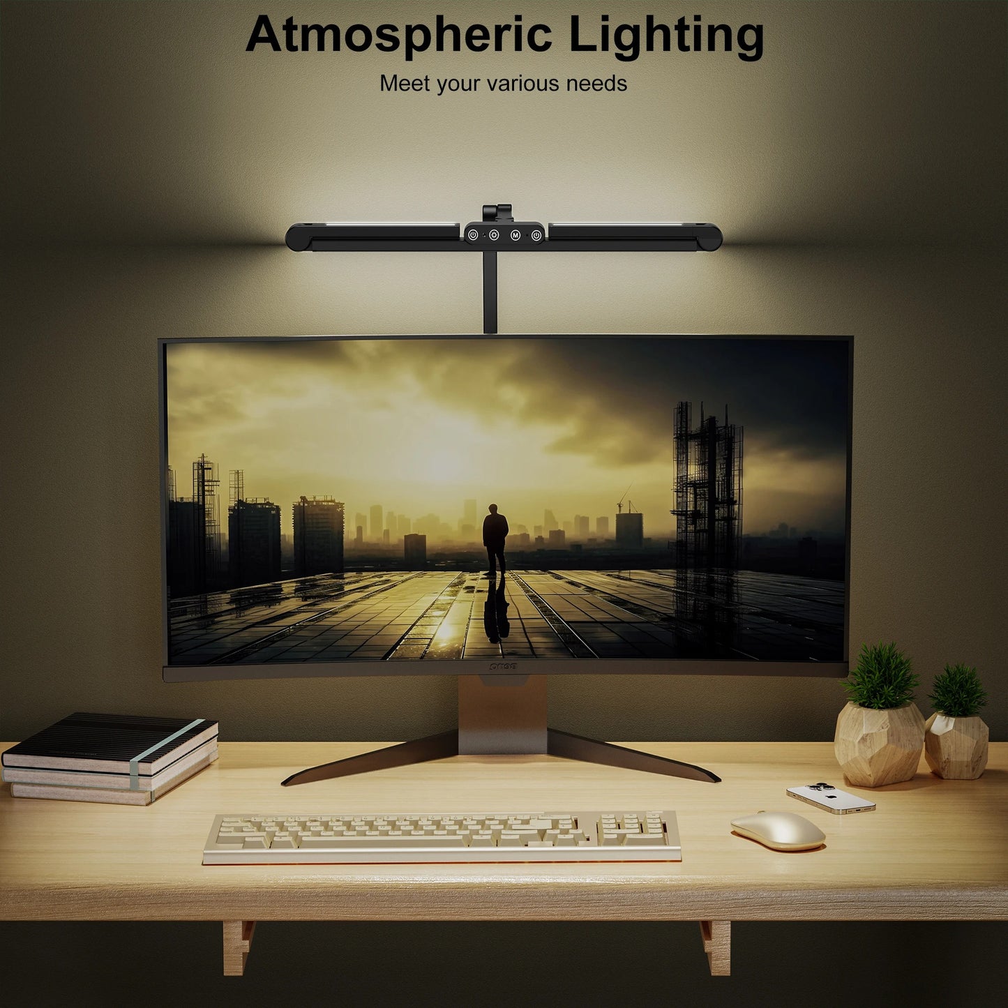 Modern Aluminum Architect LED Desk Lamp - Clamp Mount, 7 Articulated Joints, Auto Dimming for Multi-Monitor Setup