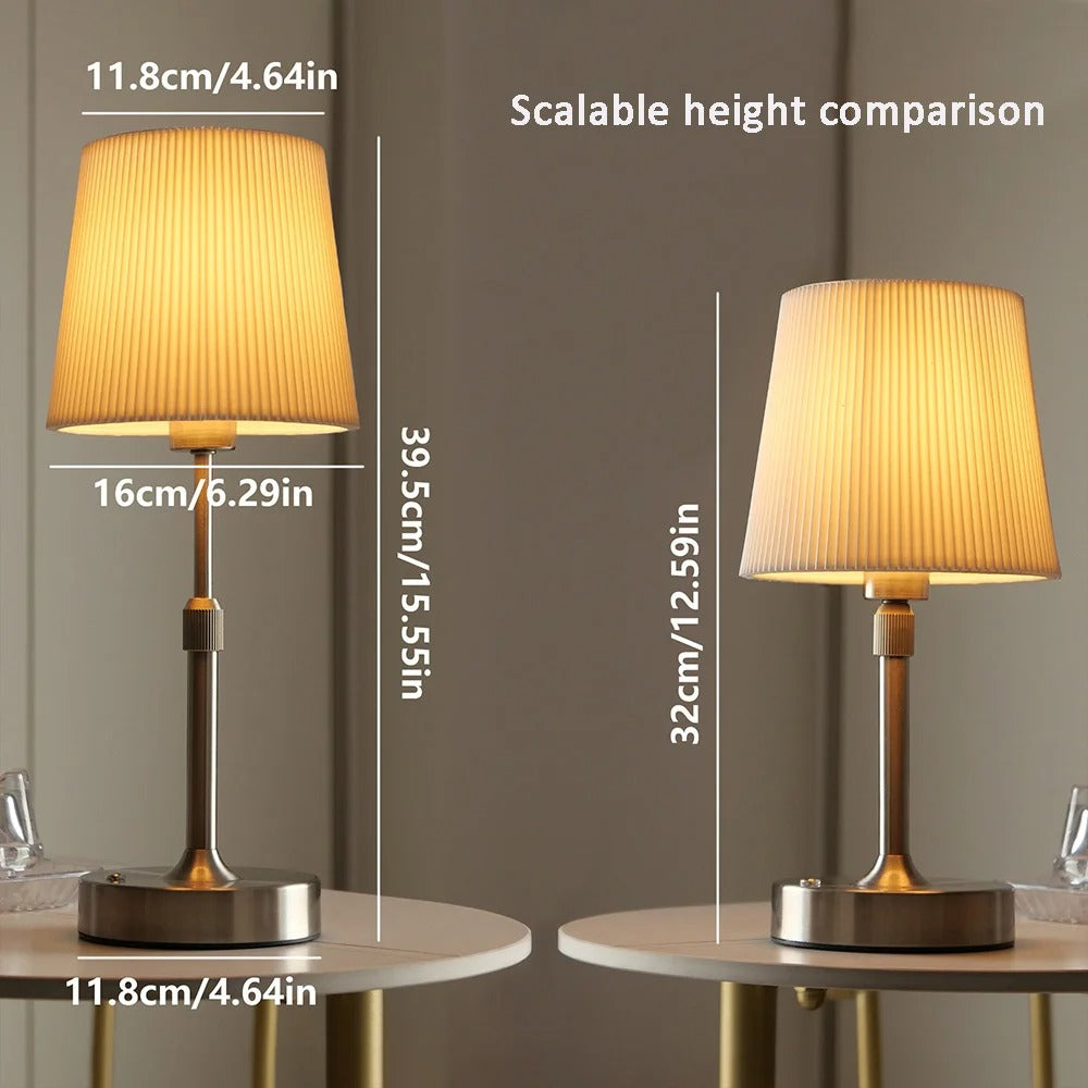 Modern Aluminum Touch Sensor Table Lamp, Rechargeable Desk Light - Replaceable E12 Bulb